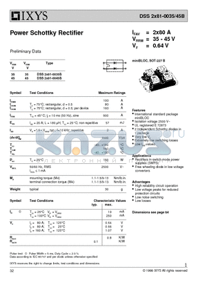 DSS2X81-0045B datasheet - Power Schottky Rectifier