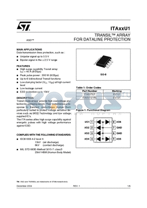 ITAXXU1 datasheet - TRANSIL ARRAY FOR DATALINE PROTECTION