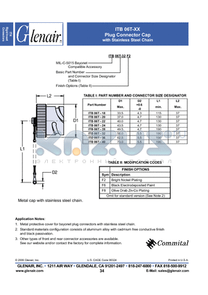 ITB06T-18F2 datasheet - Plug Connector Cap