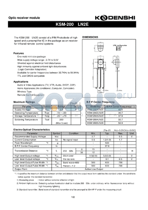 KSM-2004LN2E datasheet - Optic receiver module