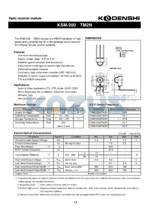 KSM-2004TM2N datasheet - Optic receiver module