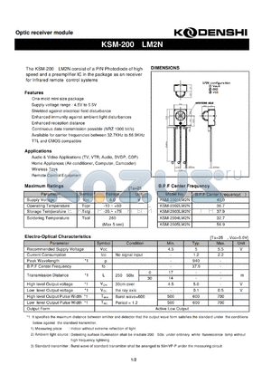 KSM-2005LM2N datasheet - Optic receiver module