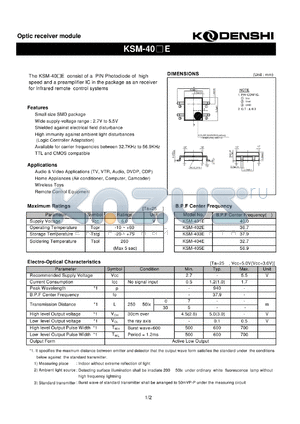 KSM-401E datasheet - Optic receiver module