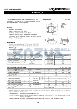 KSM-401N datasheet - Optic receiver module