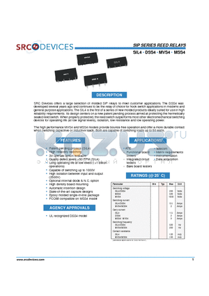 DSS41A12 datasheet - SRC Devices offers a large selection of molded SIP relays to meet customer applications.