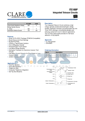 ITC100P datasheet - Integrated Telecom Circuits