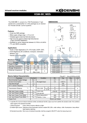 KSM-503M2S datasheet - Infrared receiver modules