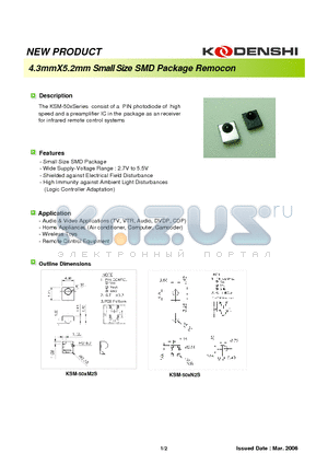 KSM-50X datasheet - 4.3mmX5.2mm Small Size SMD Package Remocon