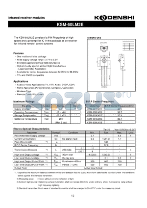 KSM-601LM2E datasheet - Infrared receiver modules