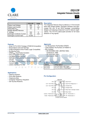 ITC117P datasheet - Integrated Telecom Circuits