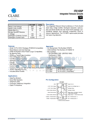 ITC135P datasheet - Integrated Telecom Circuits