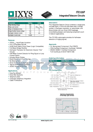 ITC135PTR datasheet - Integrated Telecom Circuits