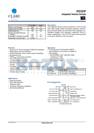 ITC137P datasheet - Integrated Telecom Circuits