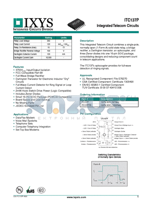 ITC137P datasheet - Integrated Telecom Circuits