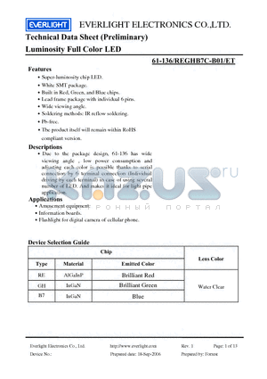 61-136/REGHB7C-B01/ET datasheet - Luminosity Full Color LED