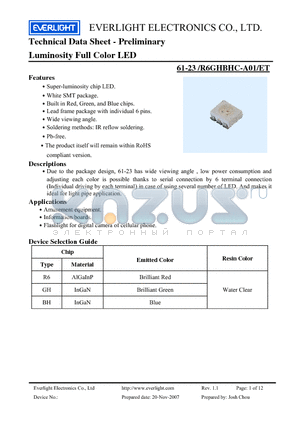 61-23-R6GHBHC-A01 datasheet - Luminosity Full Color LED