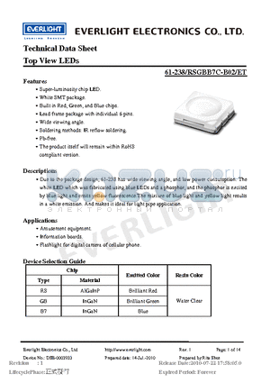 61-238-RSGBB7C-B02-ET datasheet - Top View LEDs