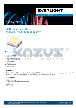 61-238XK2C datasheet - Low Power LED