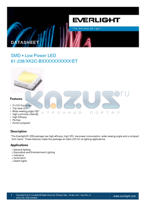 61-238XK2C-BXXXXXXXXXX-ET datasheet - Low Power LED