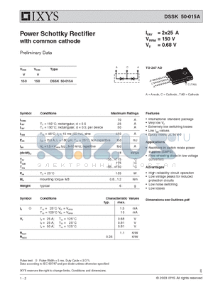 DSSK50-015A datasheet - Power Schottky Rectifier