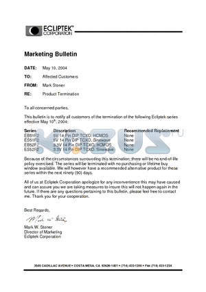 EB51F2A10N-20.000M datasheet - SPECIFICATION CONTROL DRAWING