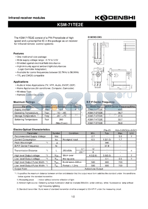 KSM-714TE2E datasheet - Infrared receiver modules