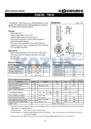 KSM-901TM1N datasheet - Optic receiver module