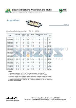 IA1218N1120 datasheet - Broadband Isolating Amplifiers 0.5 to 18GHz