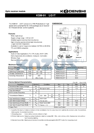 KSM-911LG1T datasheet - Optic receiver module