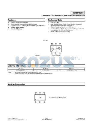 DST3946DPJ datasheet - COMPLEMENTARY NPN/PNP SURFACE MOUNT TRANSISTOR