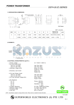 DST4-20 datasheet - POWER TRANSFORMER