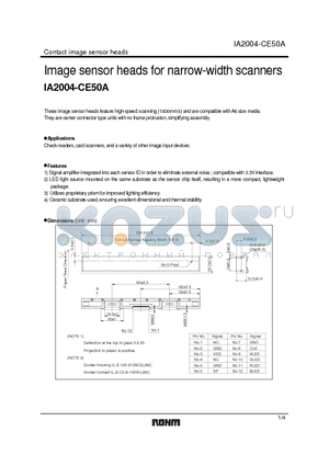 IA2004-CE50A datasheet - Image sensor heads for narrow-width scanners