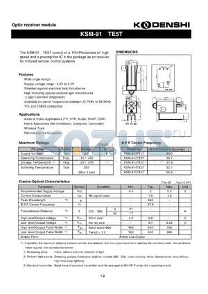 KSM-911TE5T datasheet - Optic receiver module