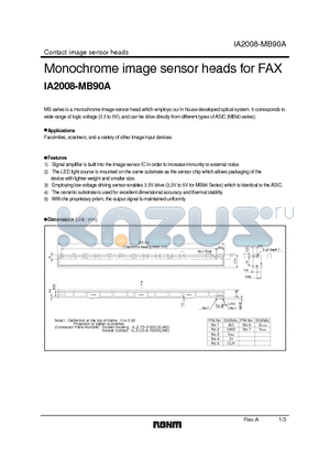 IA2008-MB90A datasheet - Monochrome image sensor heads for FAX