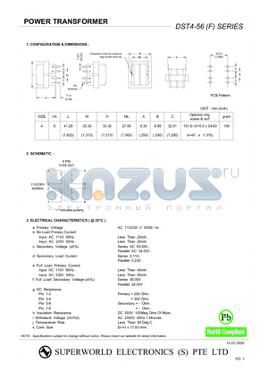 DST4-56 datasheet - POWER TRANSFORMER