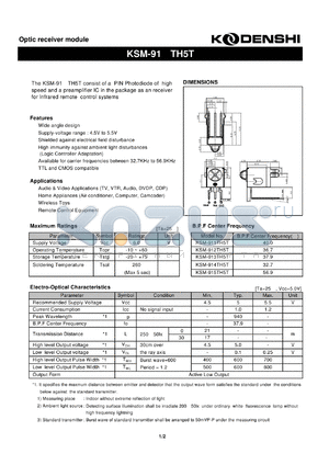 KSM-911TH5T datasheet - Optic receiver module