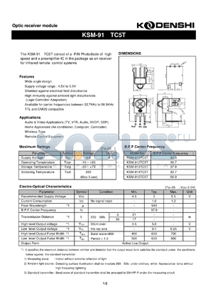 KSM-912TC5T datasheet - Optic receiver module