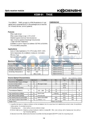 KSM-912TH5E datasheet - Optic receiver module