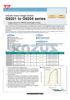 G9202 datasheet - InGaAs linear image sensor