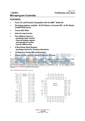 IA2910A-CLL44M datasheet - Microprogram Controller