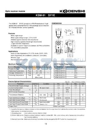 KSM-913SY1E datasheet - Optic receiver module