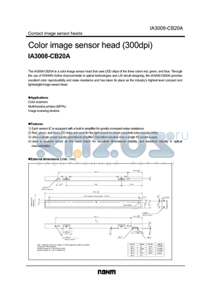 IA3008-CB20A datasheet - Color image sensor head (300dpi)