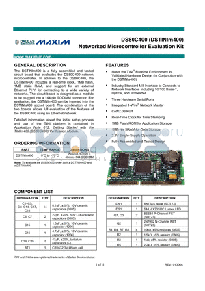 DSTINIM400 datasheet - Networked Microcontroller Evaluation Kit