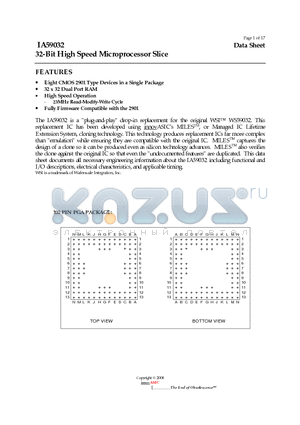 IA59032 datasheet - 32-Bit High Speed Microprocessor Slice