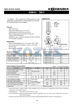 KSM-913TM1Y datasheet - Optic receiver module