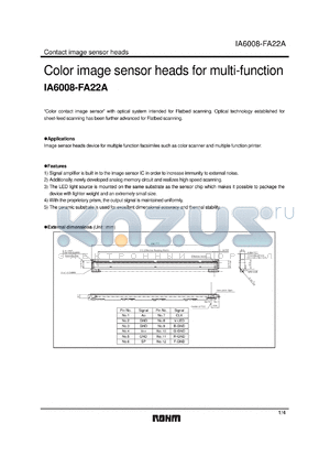 IA6008-FA22A datasheet - Color image sensor heads for multi-function