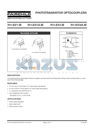 H11AV1-M datasheet - PHOTOTRANSISTOR OPTOCOUPLERS