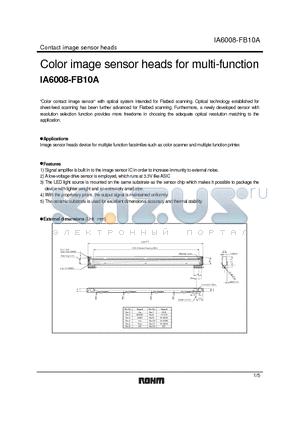 IA6008-FB10A datasheet - Color image sensor heads for multi-function