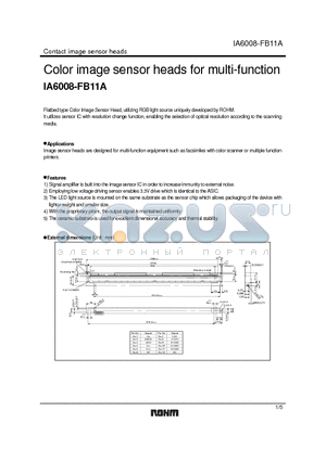 IA6008-FB11A datasheet - Color image sensor heads for multi-function