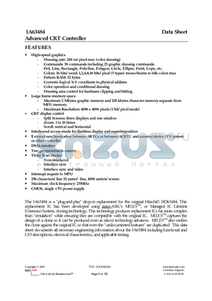 IA63484-PLC68I datasheet - Advanced CRT Controller